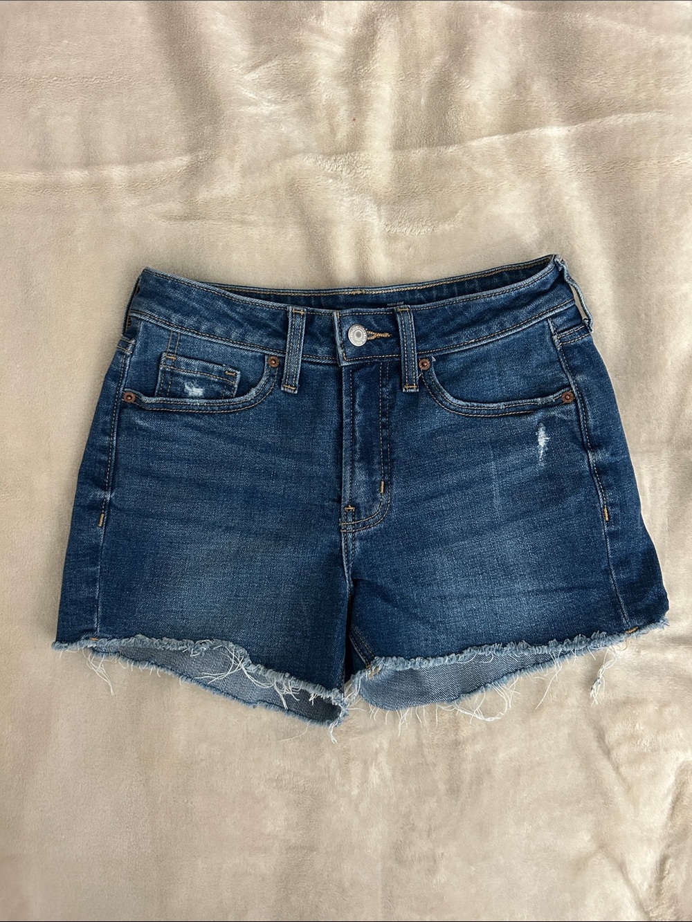 Old Navy Dark Blue Denim Frayed Hem Jean Shorts